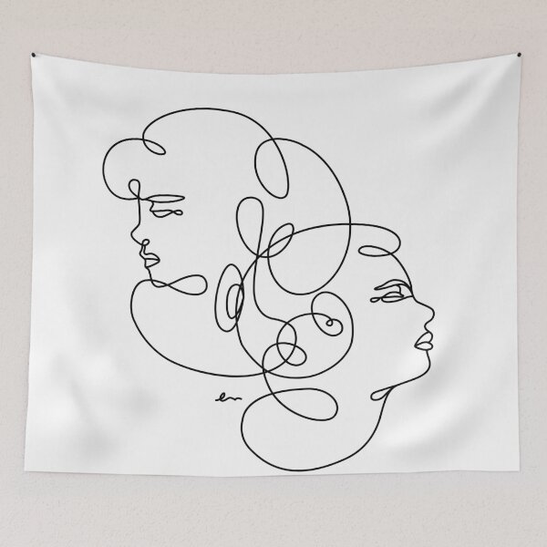 Item preview, Linear Art Abstract Portrait Two Girls 2 designed and sold by makart2.