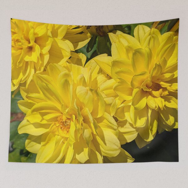 Item preview, Rustic Farmhouse Style Yellow Dahlia Flowers with Green Foliage  designed and sold by PrettyLittlePic.