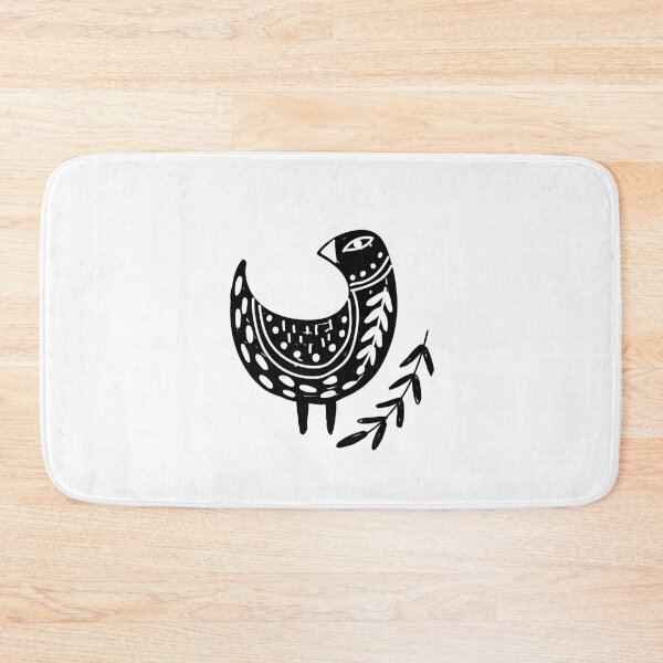 Item preview, Folk Art Bird with Branch of Leaves designed and sold by Pixelchicken.