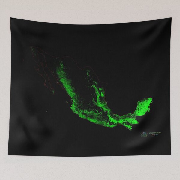 Item preview, Mexico Forest Cover Map with Black Background designed and sold by GrasshopperGeo.