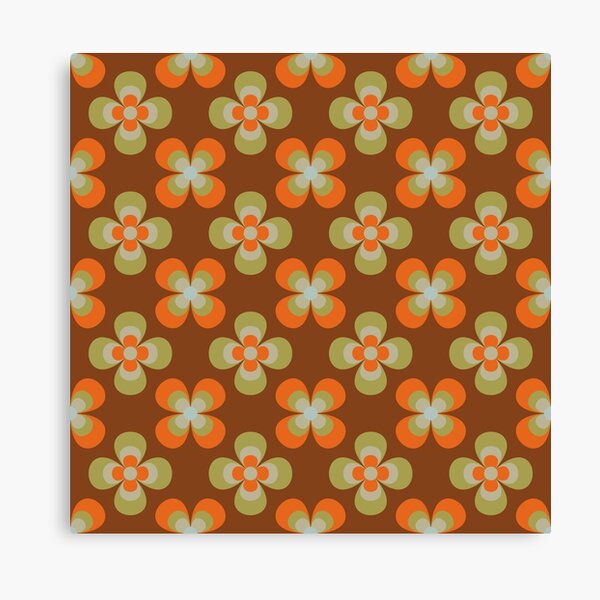 Classic Retro Brown And Orange Flower Pattern" Canvas Print for Sale by DeadBishop | Redbubble