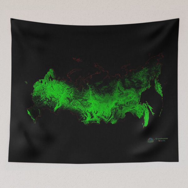 Item preview, Russia Forest Cover Map with Black Background designed and sold by GrasshopperGeo.