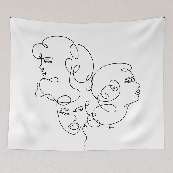 Item preview, Linear Art Abstract Portrait Three Girls 2 designed and sold by makart2.