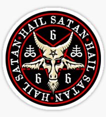 Occult Hail Satan Baphomet in Pentagram Sticker
