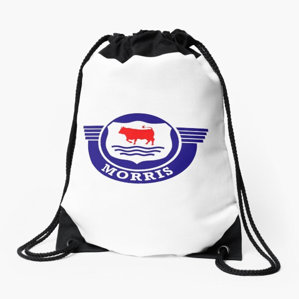 The Mighty Morris Cars Logo Drawstring Bag