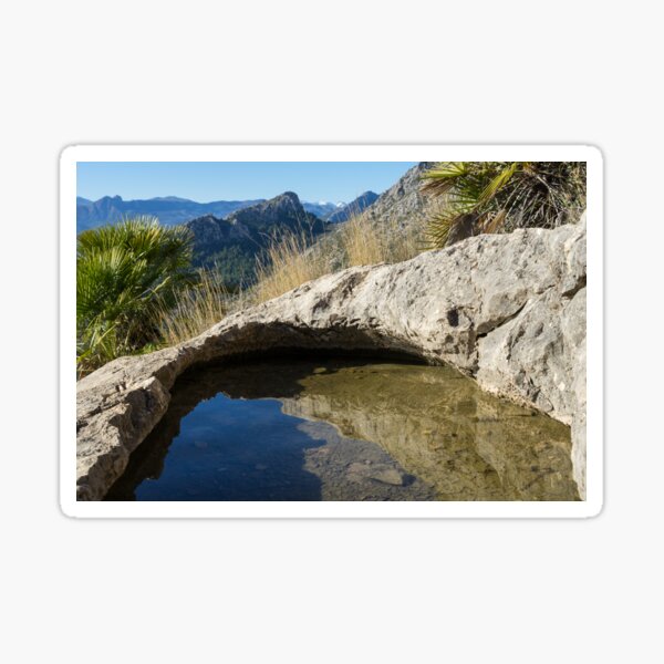 Water hole in the mountains, hiking in Spain Sticker
