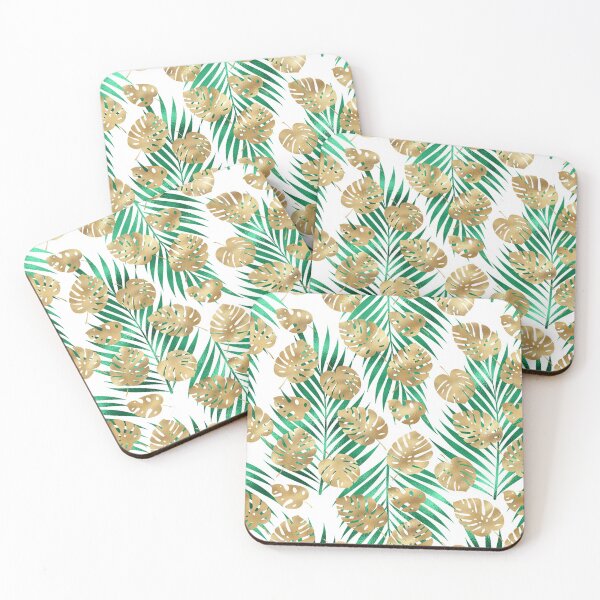 Item preview, Palm And Monstera Leaves Gold Pattern  designed and sold by FranzNCandy.