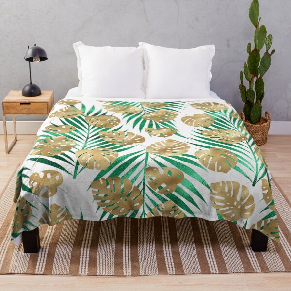 Item preview, Palm And Monstera Leaves Gold Pattern designed and sold by FranzNCandy.
