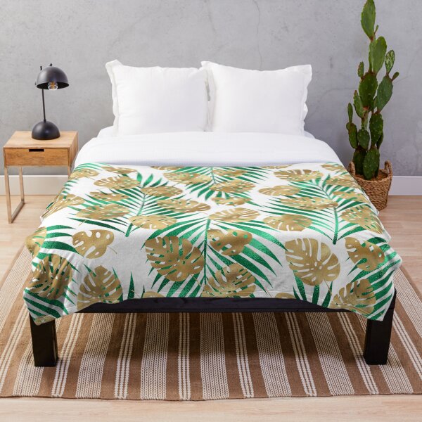 Aperçu de l'œuvre Motif doré avec feuilles de palmier et de monstera créée et vendue par FranzNCandy.