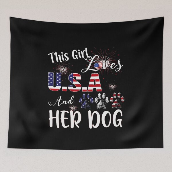 Item preview, THIS GIRL LOVES USA AND HER DOG 4TH OF JULY designed and sold by Balll130.