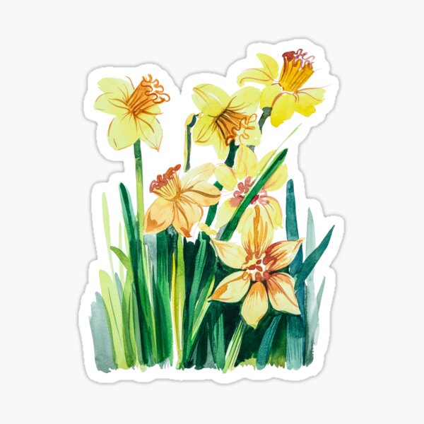 Item preview, Yellow Vintage daffodils, watercolor designed and sold by IngaDesign.