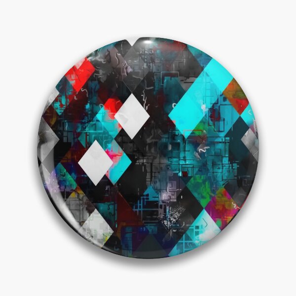 Item preview, geometric pixel square pattern abstract art in red blue pink designed and sold by Mrvell.