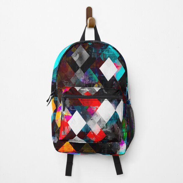 Item preview, geometric pixel square pattern abstract art in red blue pink designed and sold by Mrvell.