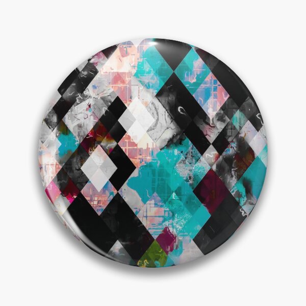 Item preview, geometric pixel square pattern abstract in pink blue black designed and sold by Mrvell.