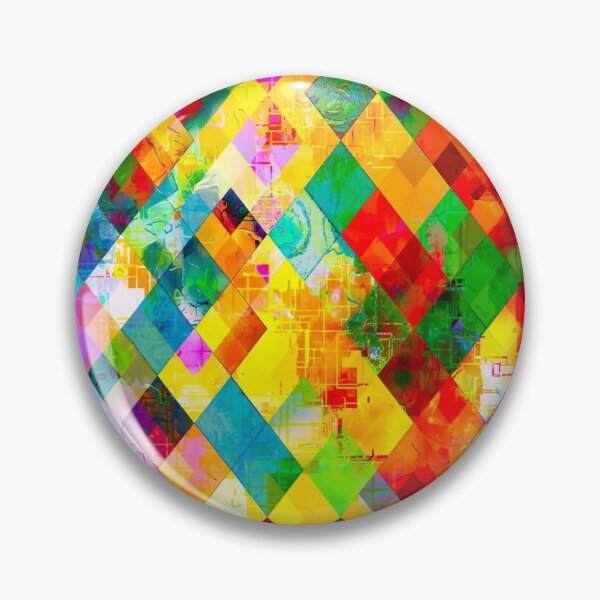 Item preview, geometric pixel square pattern abstract in red blue green yellow designed and sold by Mrvell.