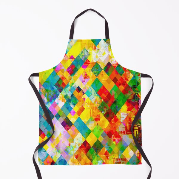 Item preview, geometric pixel square pattern abstract in red blue green yellow designed and sold by Mrvell.