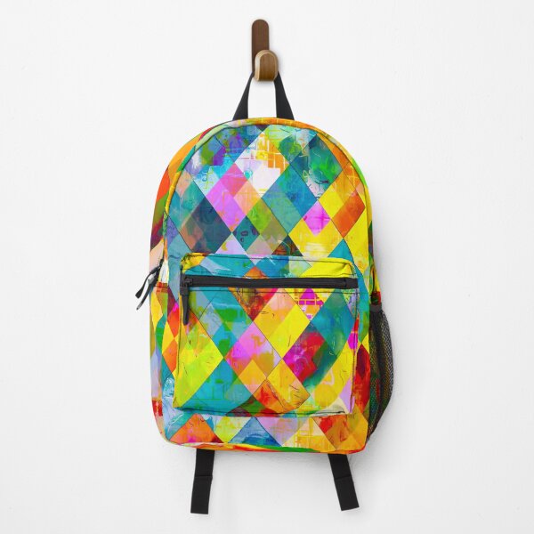 Item preview, geometric pixel square pattern abstract in red blue green yellow designed and sold by Mrvell.