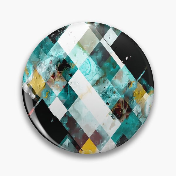 Item preview, geometric pixel square pattern abstract art in blue brown yellow red designed and sold by Mrvell.