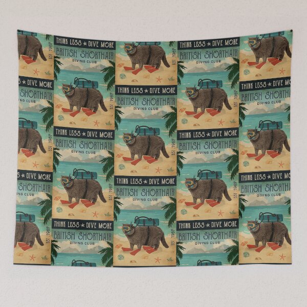 Item preview, Vintage Diving British Shorthair cat gift designed and sold by Douglafa.