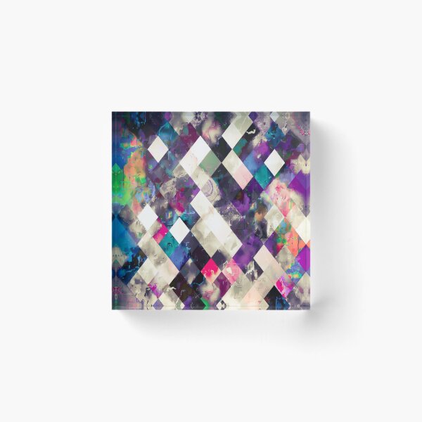 Item preview, geometric pixel square pattern abstract art in purple pink blue designed and sold by Mrvell.