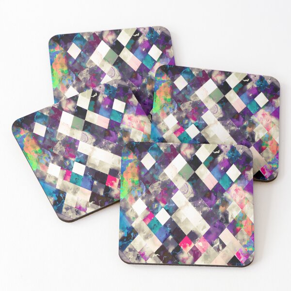Item preview, geometric pixel square pattern abstract art in purple pink blue designed and sold by Mrvell.