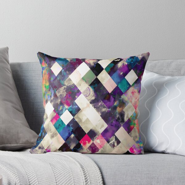 Item preview, geometric pixel square pattern abstract art in purple pink blue designed and sold by Mrvell.