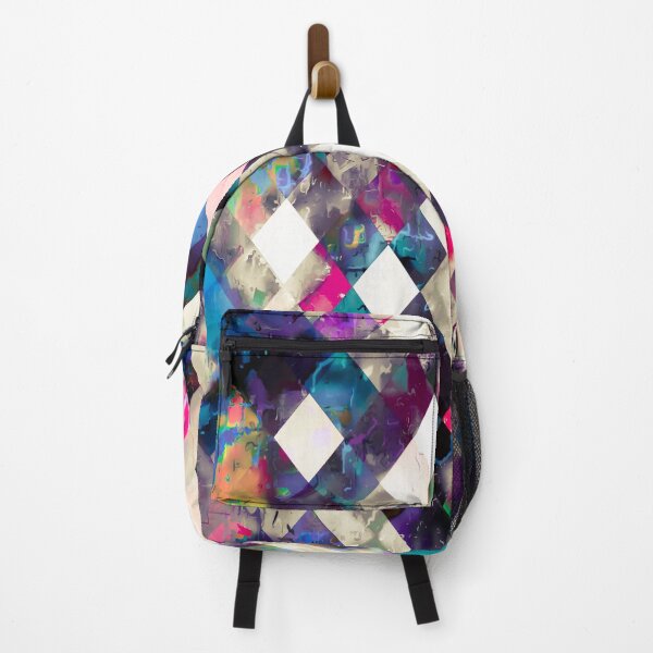 Item preview, geometric pixel square pattern abstract art in purple pink blue designed and sold by Mrvell.