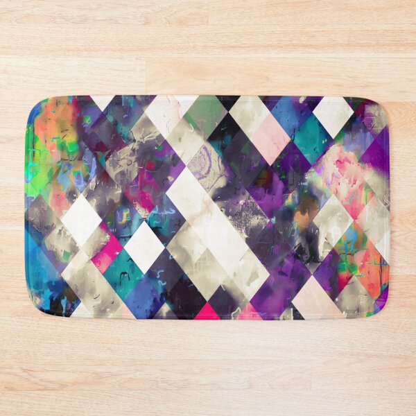 Item preview, geometric pixel square pattern abstract art in purple pink blue designed and sold by Mrvell.