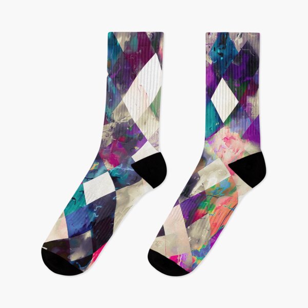 Item preview, geometric pixel square pattern abstract art in purple pink blue designed and sold by Mrvell.