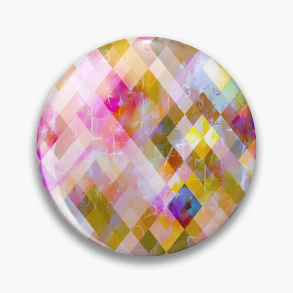 Item preview, geometric pixel square pattern abstract in pink purple yellow green designed and sold by Mrvell.