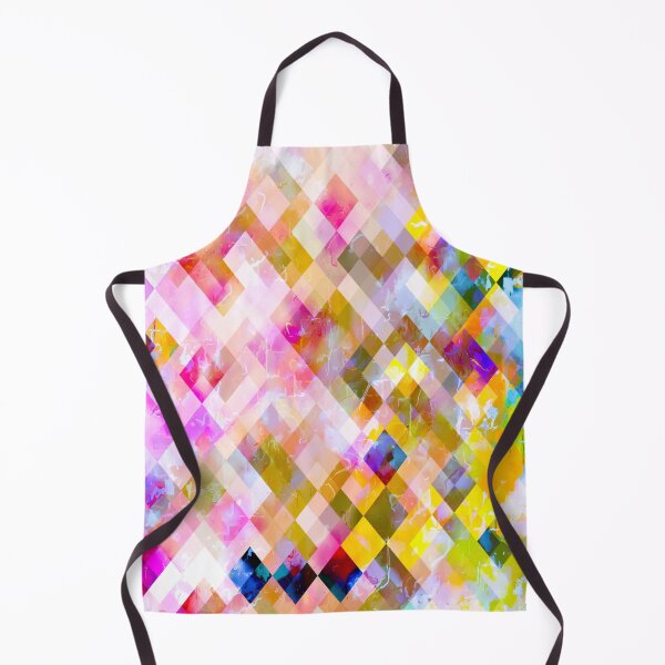 Item preview, geometric pixel square pattern abstract in pink purple yellow green designed and sold by Mrvell.