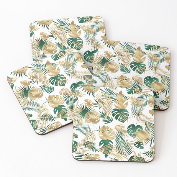 Item preview, Green And Gold Palm And Monstera Leaves  designed and sold by FranzNCandy.