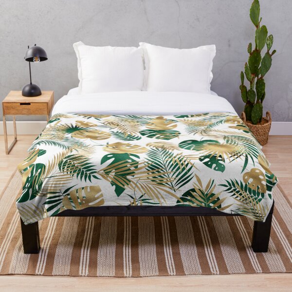 Aperçu de l'œuvre Feuilles De Palmier Vert Et Or Et Monstera créée et vendue par FranzNCandy.