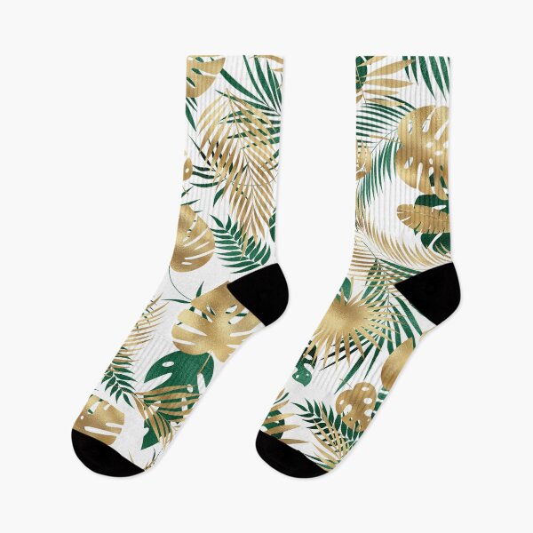 Aperçu de l'œuvre Feuilles De Palmier Vert Et Or Et Monstera créée et vendue par FranzNCandy.