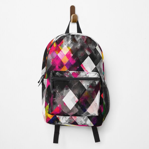 Item preview, geometric pixel square pattern abstract art in pink yellow green blue designed and sold by Mrvell.