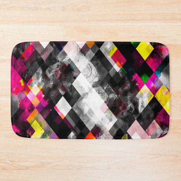 Item preview, geometric pixel square pattern abstract art in pink yellow green blue designed and sold by Mrvell.
