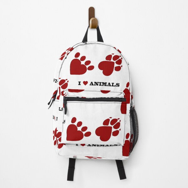 Item preview, I Love Animals Wording Text with Red Heart Paw Prints designed and sold by WearWolfDesigns.