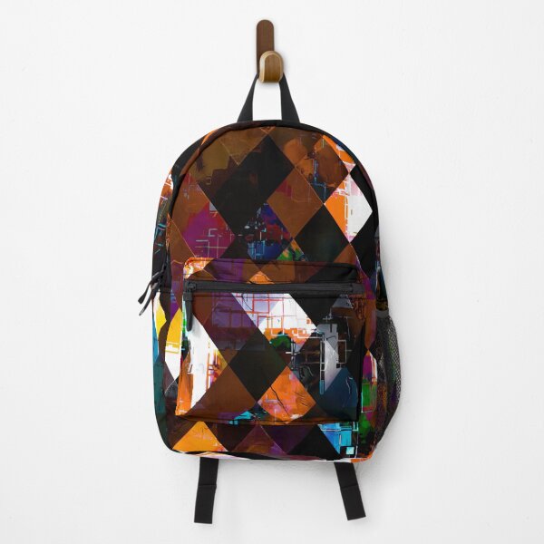 Item preview, geometric pixel square pattern abstract art in orange green designed and sold by Mrvell.
