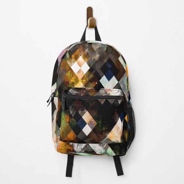 Item preview, geometric pixel square pattern abstract art in brown orange blue yellow designed and sold by Mrvell.
