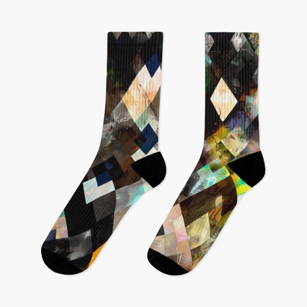 Item preview, geometric pixel square pattern abstract art in brown orange blue yellow designed and sold by Mrvell.