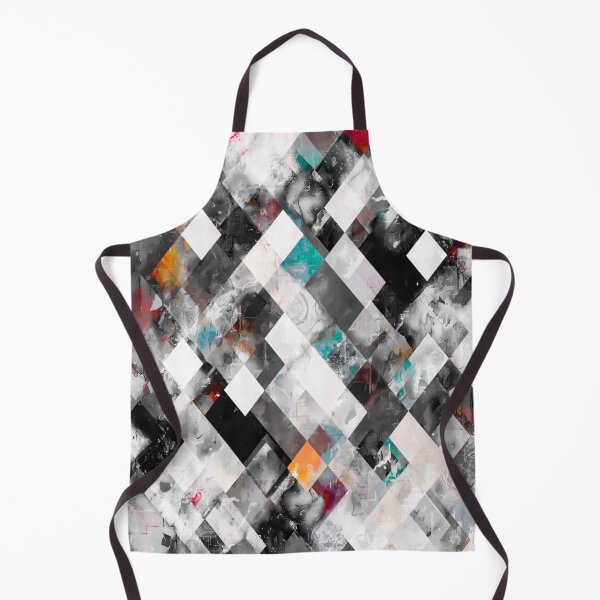 Item preview, geometric pixel square pattern abstract art in pink blue yellow black and white designed and sold by Mrvell.