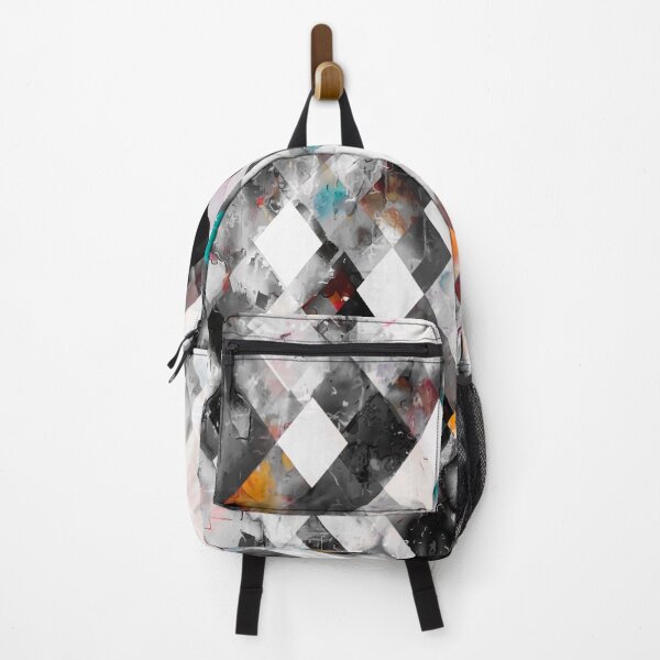 Item preview, geometric pixel square pattern abstract art in pink blue yellow black and white designed and sold by Mrvell.
