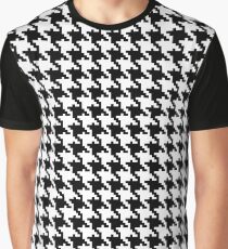 Camiseta gráfica Houndstooth piet de poule negro