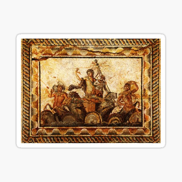 Item preview, DIONYSUS RIDING A CHARIOT WITH TWO PANTHERS ,CENTAURS AND SILENUS Antique Greek Mosaics designed and sold by BulganLumini.