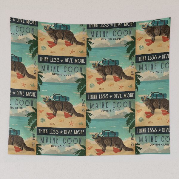 Item preview, Vintage Diving Club Maine Coon cat gift designed and sold by Douglafa.