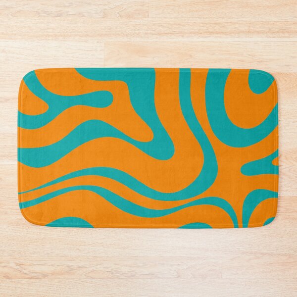 Item preview, Retro Modern Liquid Swirl Abstract Pattern Square in Orange and Turquoise Teal designed and sold by kierkegaard.