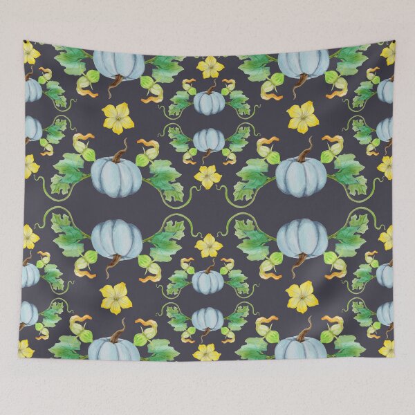 Item preview, Pumpkin Vines and Flowers Watercolor Pattern designed and sold by Casey Wilkinson.