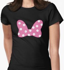 Polka Dot Bow - Pink Women's Fitted T-Shirt