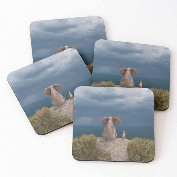 Item preview, elephant and dog look at the stormy sky  designed and sold by Mike Kiev art.