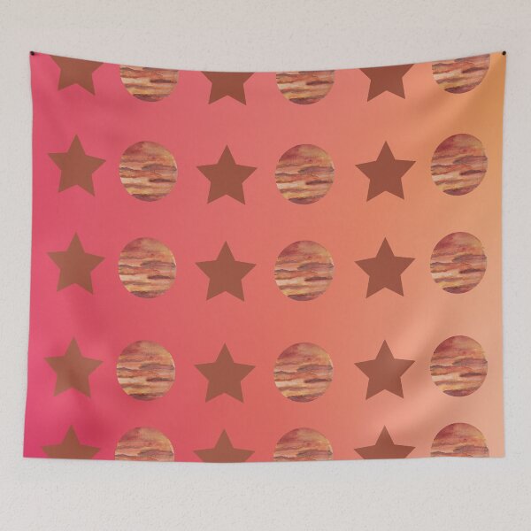 Item preview, Orange Star and Planet Jupiter Pattern Set in Gradient Red/Orange Sky designed and sold by ShaunSandhu.